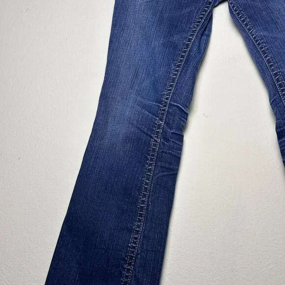 Y2K Mek Denim Jean Pant Women 30x34 Moscow Slim Boot Flared Distressed Blue - Picture 13 of 15